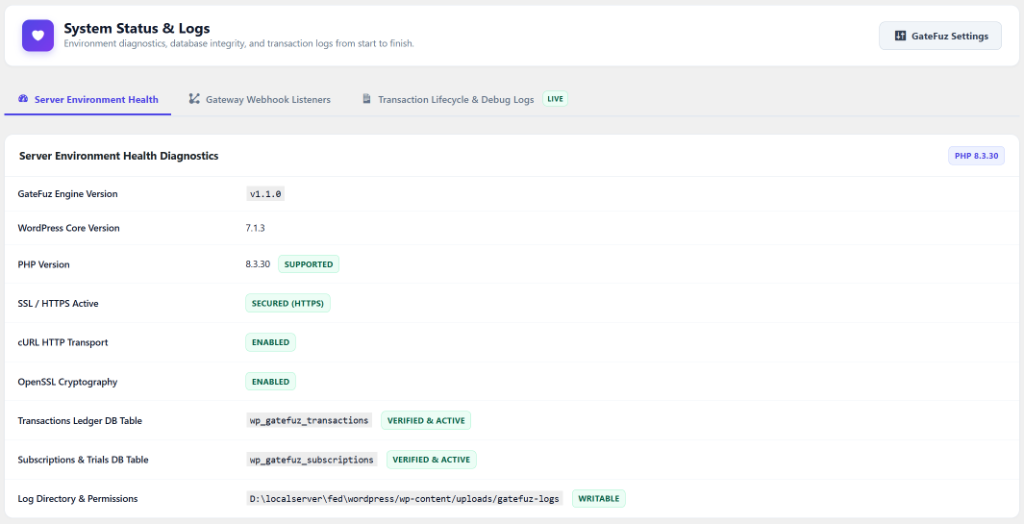 GateFuz Server Environment Health Diagnostics